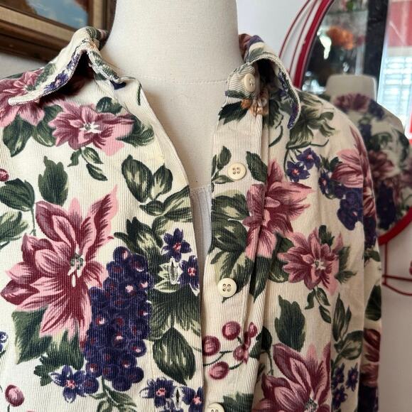 lemon grass multicolor corduroy button up jacket blouse - Picture 2 of 3